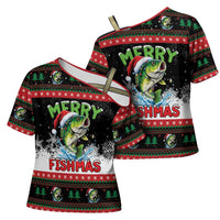 Fishing Christmas Merry Fishmas Cross Shoulder Shirt We Wish You A Merry Fishmas - Wonder Print Shop