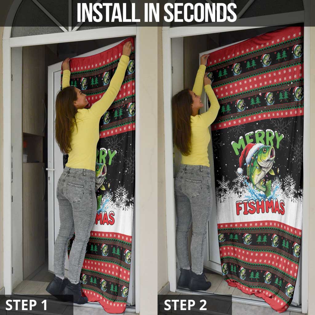 Fishing Christmas Merry Fishmas Door Cover We Wish You A Merry Fishmas - Wonder Print Shop