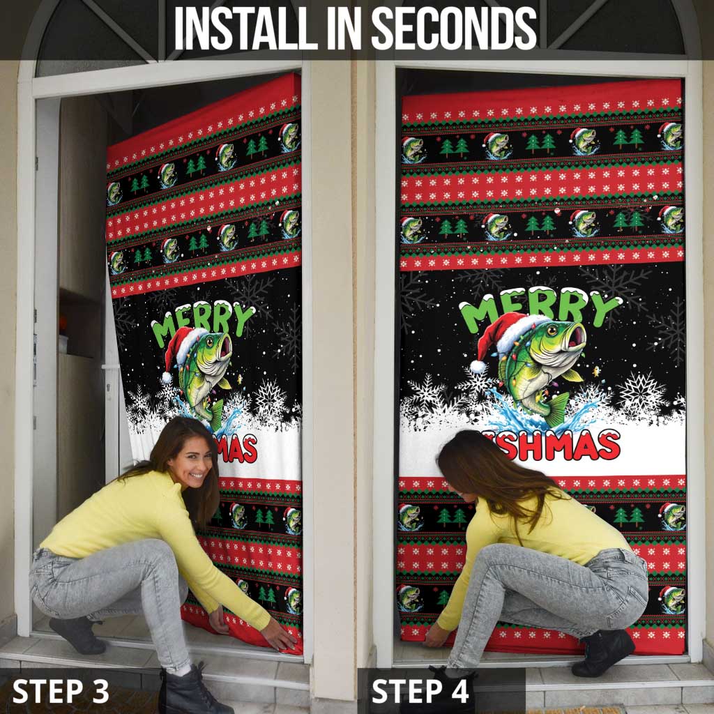 Fishing Christmas Merry Fishmas Door Cover We Wish You A Merry Fishmas - Wonder Print Shop