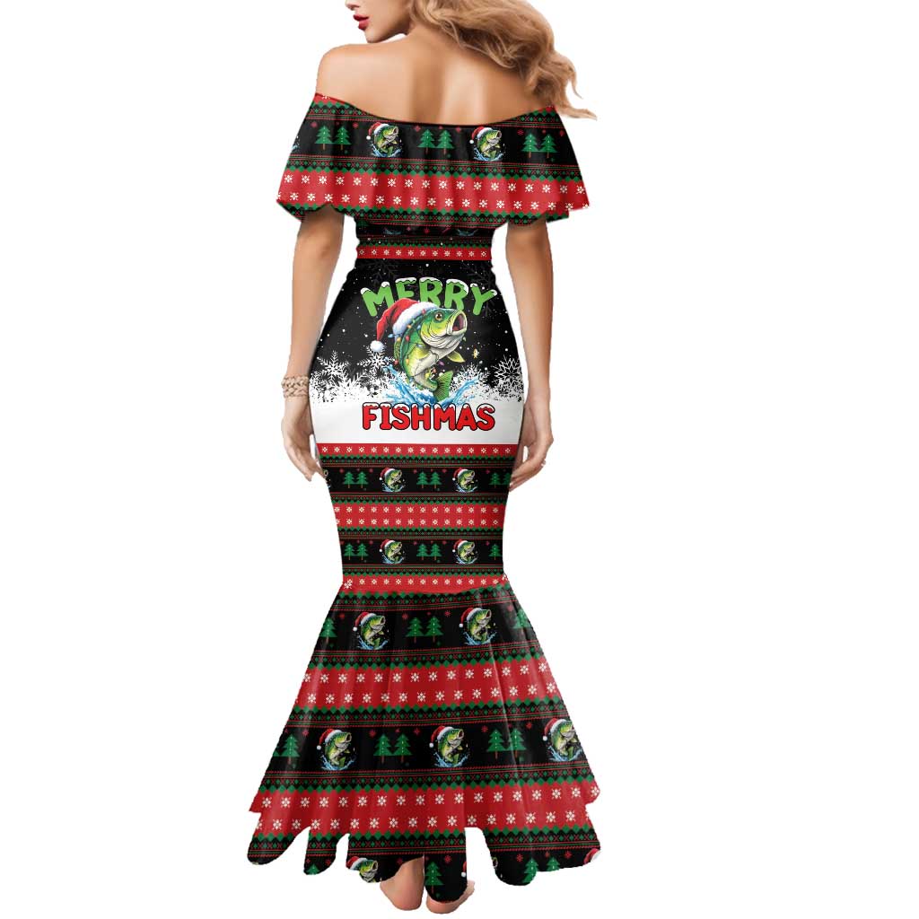 Fishing Christmas Merry Fishmas Family Matching Mermaid Dress and Hawaiian Shirt We Wish You A Merry Fishmas - Wonder Print Shop