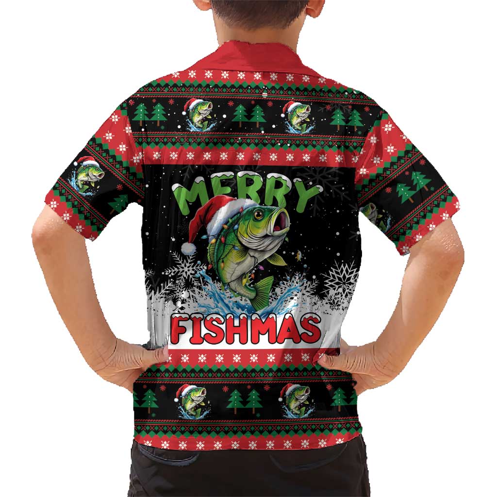 Fishing Christmas Merry Fishmas Family Matching Off The Shoulder Long Sleeve Dress and Hawaiian Shirt We Wish You A Merry Fishmas - Wonder Print Shop