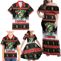 Fishing Christmas Merry Fishmas Family Matching Off Shoulder Maxi Dress and Hawaiian Shirt We Wish You A Merry Fishmas - Wonder Print Shop