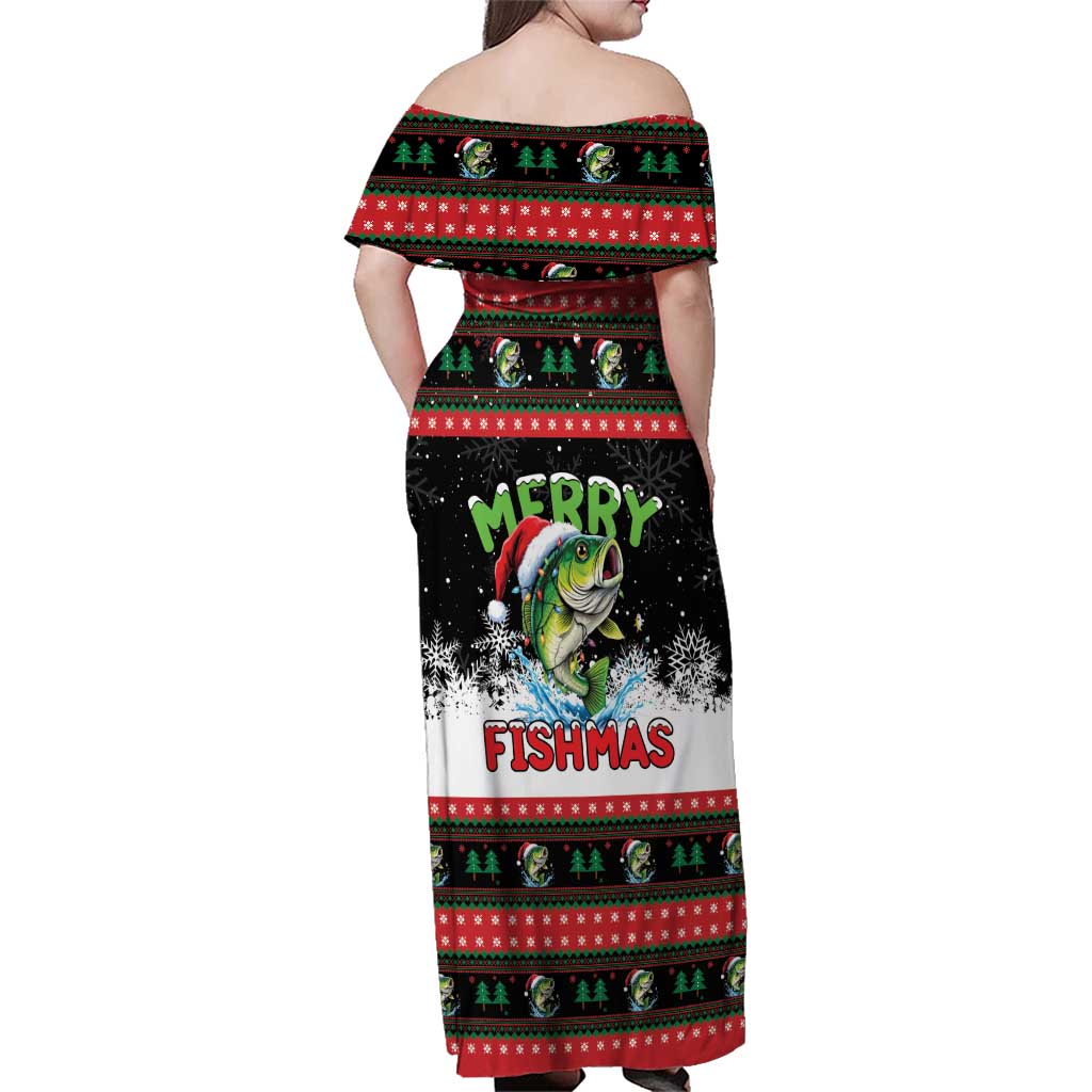Fishing Christmas Merry Fishmas Family Matching Off Shoulder Maxi Dress and Hawaiian Shirt We Wish You A Merry Fishmas - Wonder Print Shop