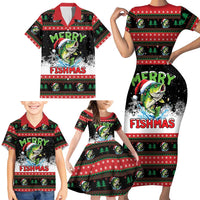 Fishing Christmas Merry Fishmas Family Matching Short Sleeve Bodycon Dress and Hawaiian Shirt We Wish You A Merry Fishmas - Wonder Print Shop