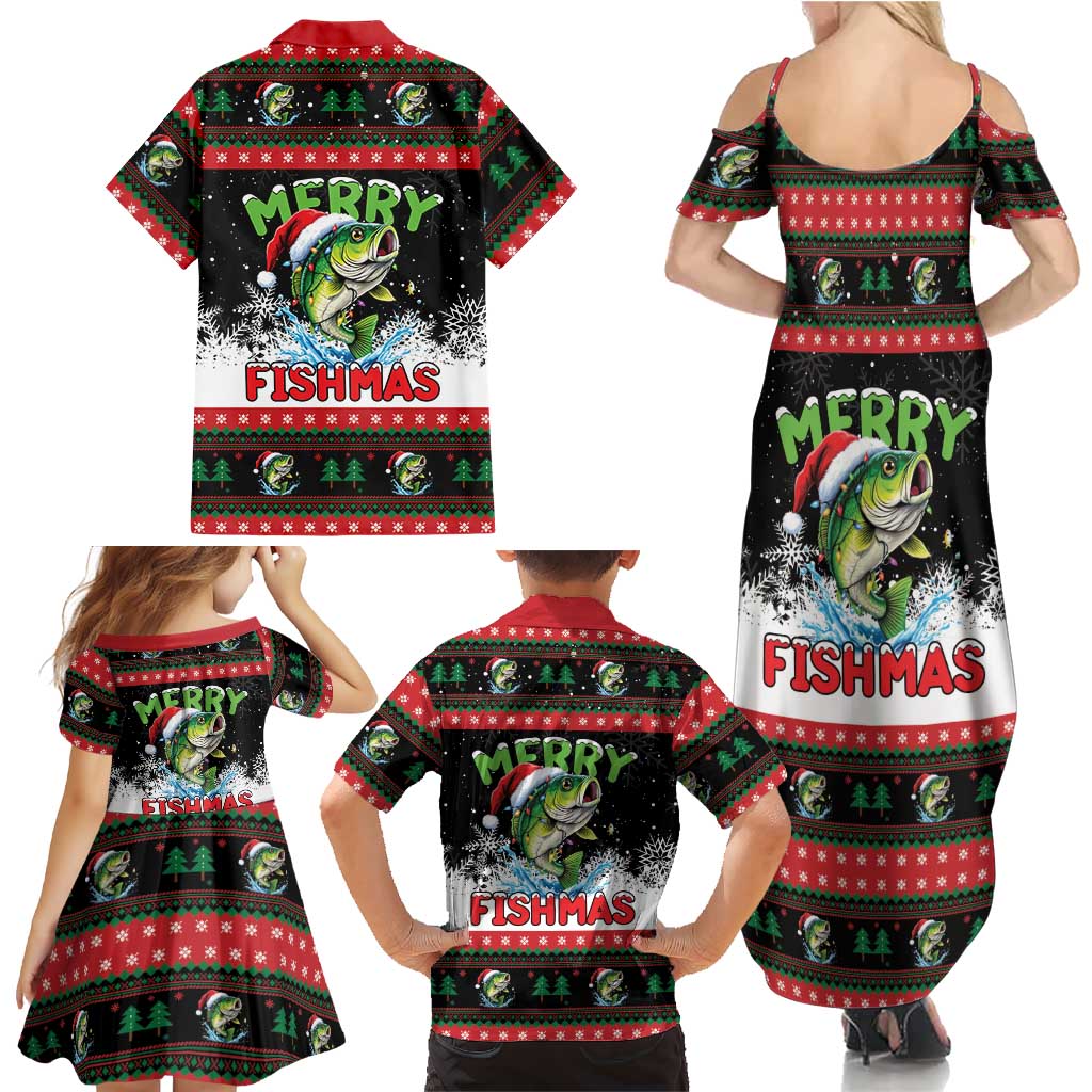 Fishing Christmas Merry Fishmas Family Matching Summer Maxi Dress and Hawaiian Shirt We Wish You A Merry Fishmas - Wonder Print Shop