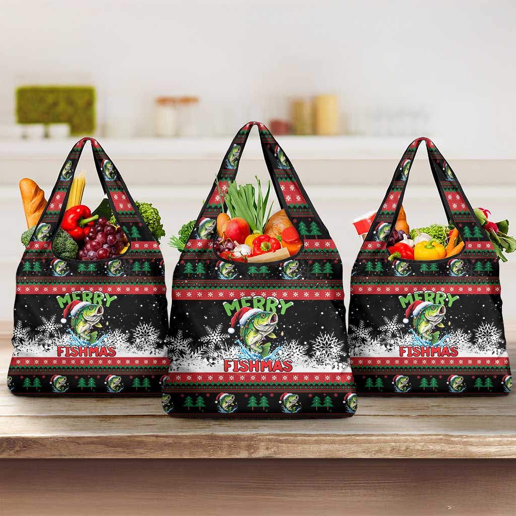 Fishing Christmas Merry Fishmas Grocery Bag We Wish You A Merry Fishmas - Wonder Print Shop