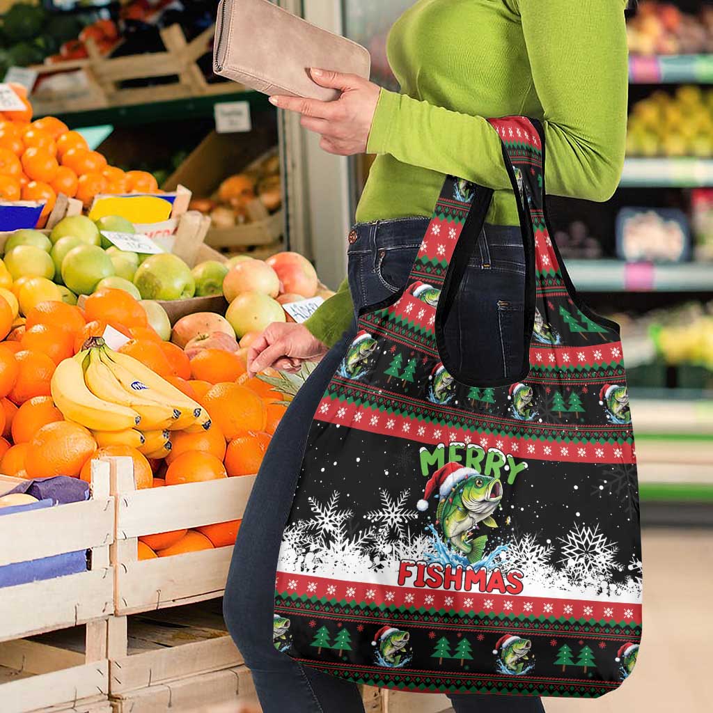 Fishing Christmas Merry Fishmas Grocery Bag We Wish You A Merry Fishmas - Wonder Print Shop