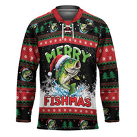Fishing Christmas Merry Fishmas Hockey Jersey We Wish You A Merry Fishmas - Wonder Print Shop