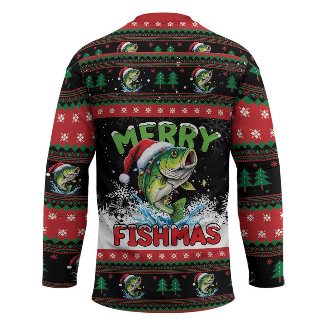 Fishing Christmas Merry Fishmas Hockey Jersey We Wish You A Merry Fishmas - Wonder Print Shop
