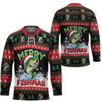 Fishing Christmas Merry Fishmas Hockey Jersey We Wish You A Merry Fishmas - Wonder Print Shop