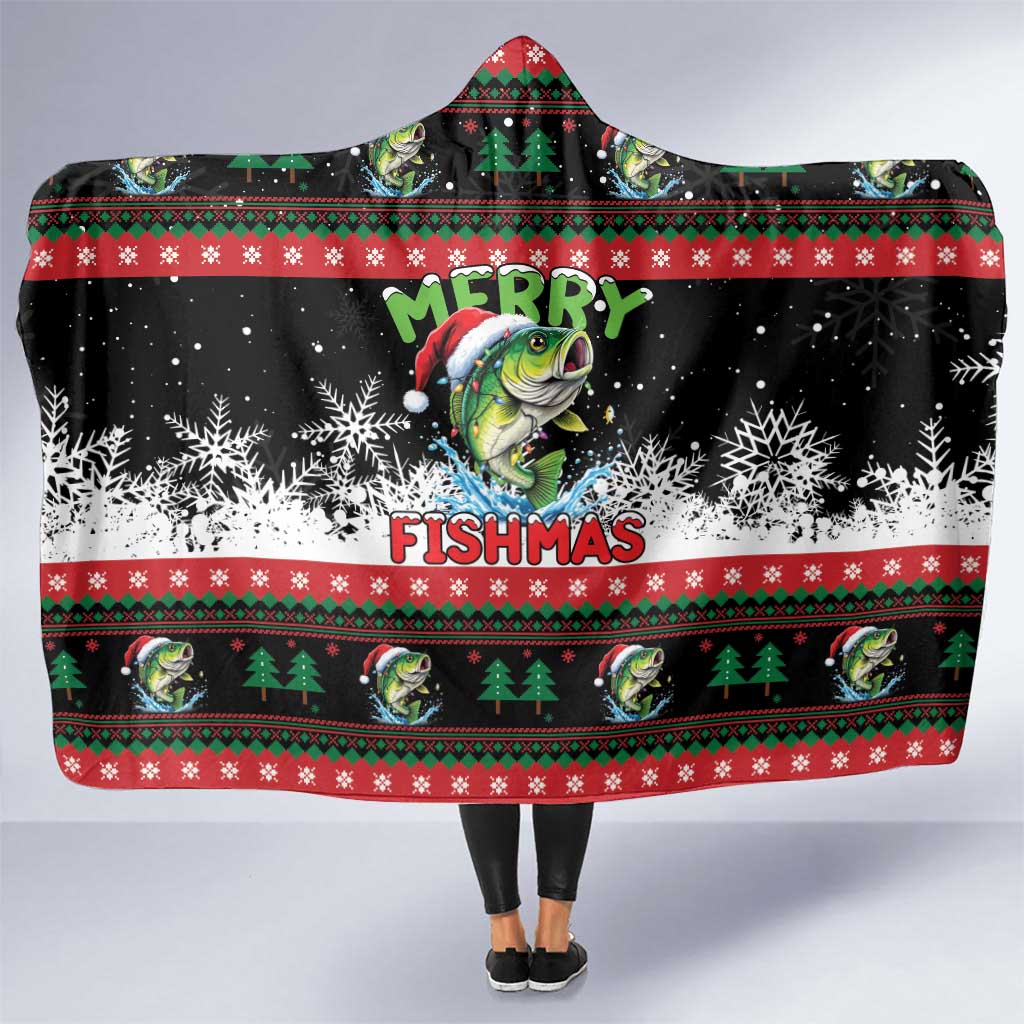 Fishing Christmas Merry Fishmas Hooded Blanket We Wish You A Merry Fishmas - Wonder Print Shop