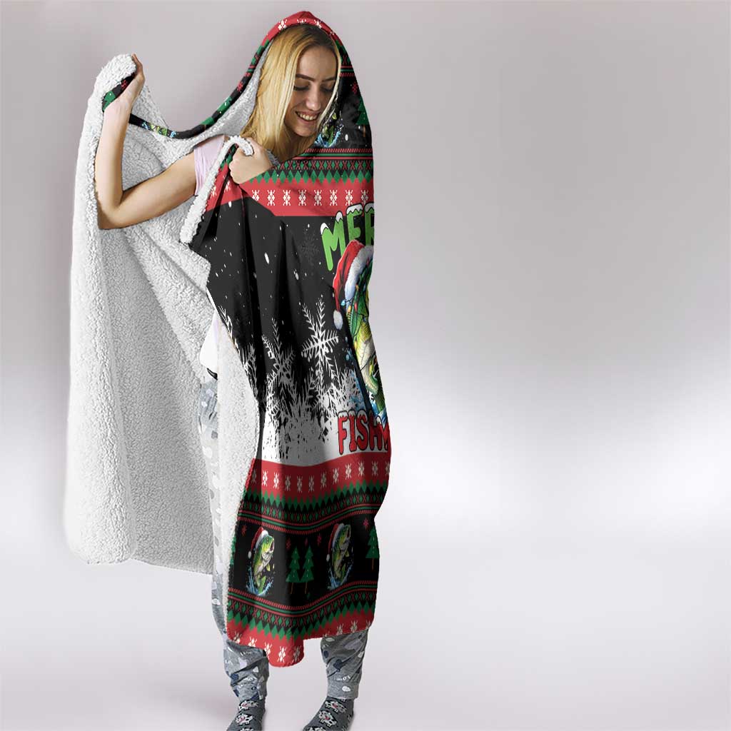 Fishing Christmas Merry Fishmas Hooded Blanket We Wish You A Merry Fishmas - Wonder Print Shop