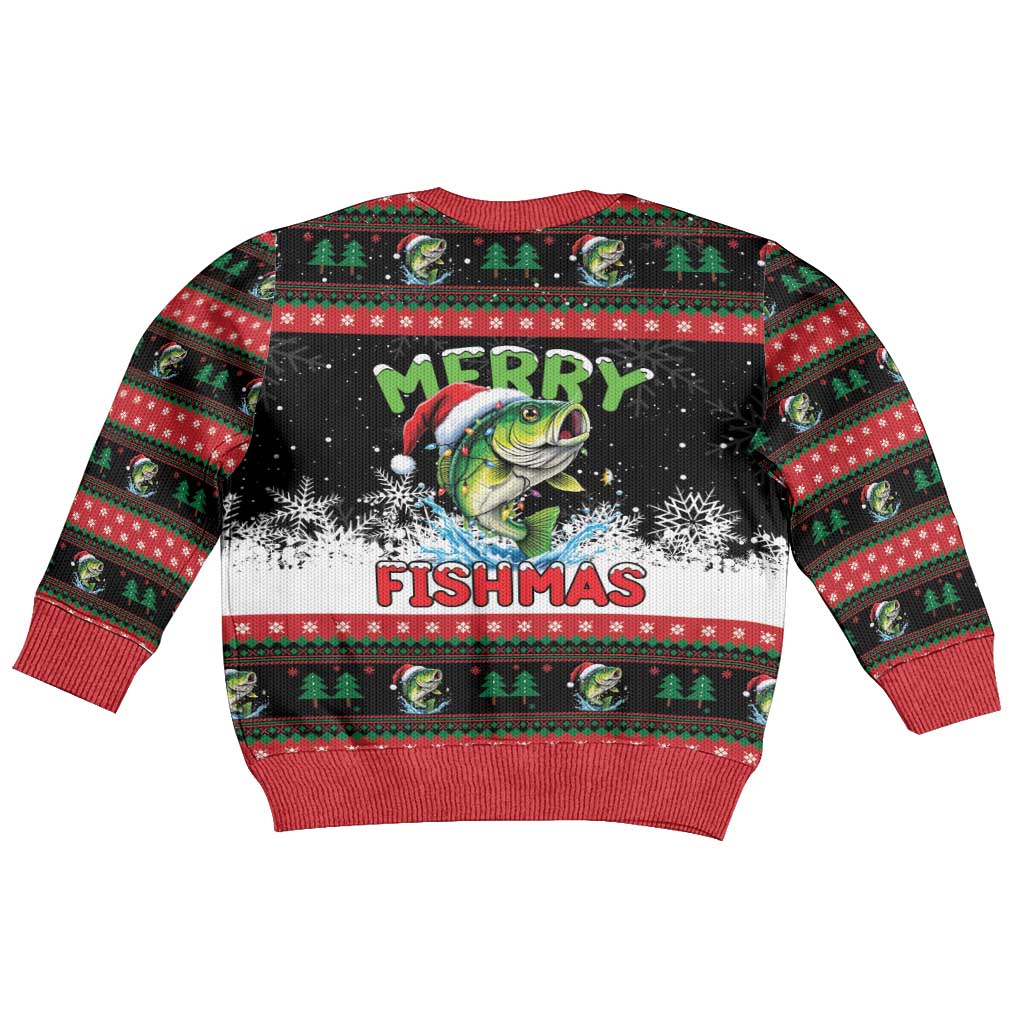 Fishing Christmas Merry Fishmas Kid Ugly Christmas Sweater We Wish You A Merry Fishmas - Wonder Print Shop