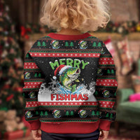 Fishing Christmas Merry Fishmas Kid Ugly Christmas Sweater We Wish You A Merry Fishmas - Wonder Print Shop