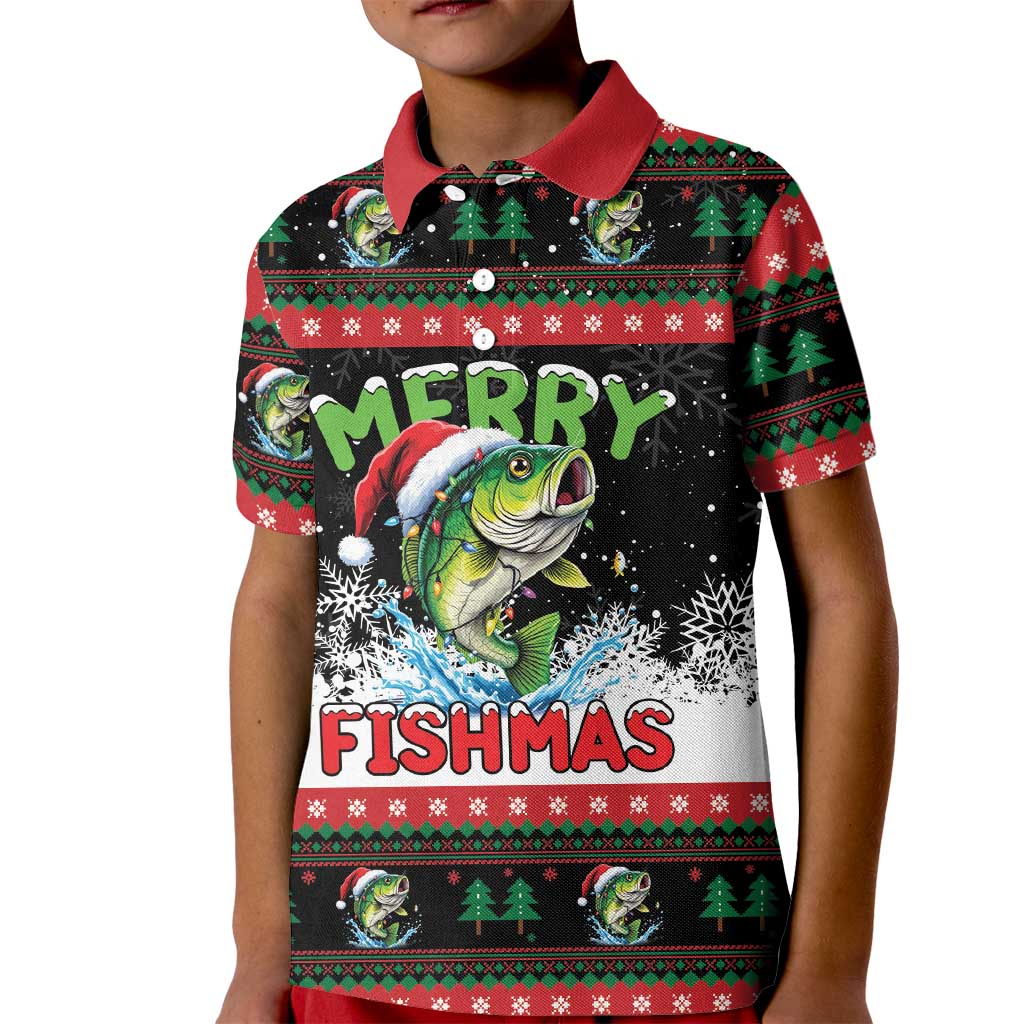 Fishing Christmas Merry Fishmas Kid Polo Shirt We Wish You A Merry Fishmas - Wonder Print Shop