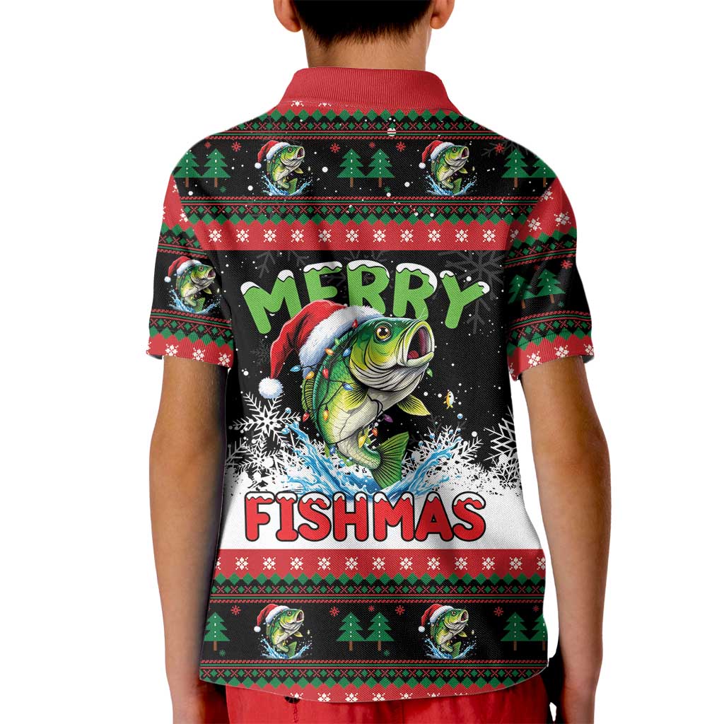 Fishing Christmas Merry Fishmas Kid Polo Shirt We Wish You A Merry Fishmas - Wonder Print Shop