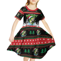 Fishing Christmas Merry Fishmas Kid Short Sleeve Dress We Wish You A Merry Fishmas - Wonder Print Shop