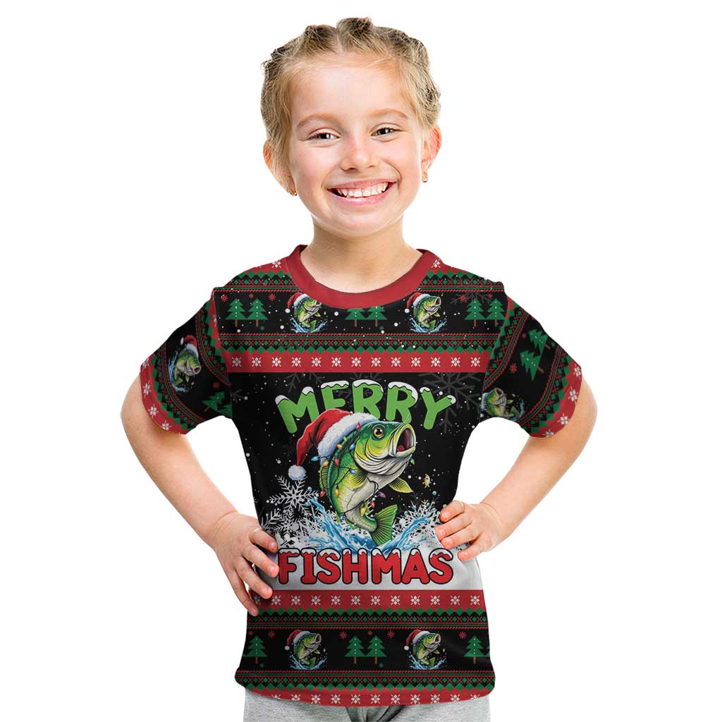 Fishing Christmas Merry Fishmas Kid T Shirt We Wish You A Merry Fishmas - Wonder Print Shop