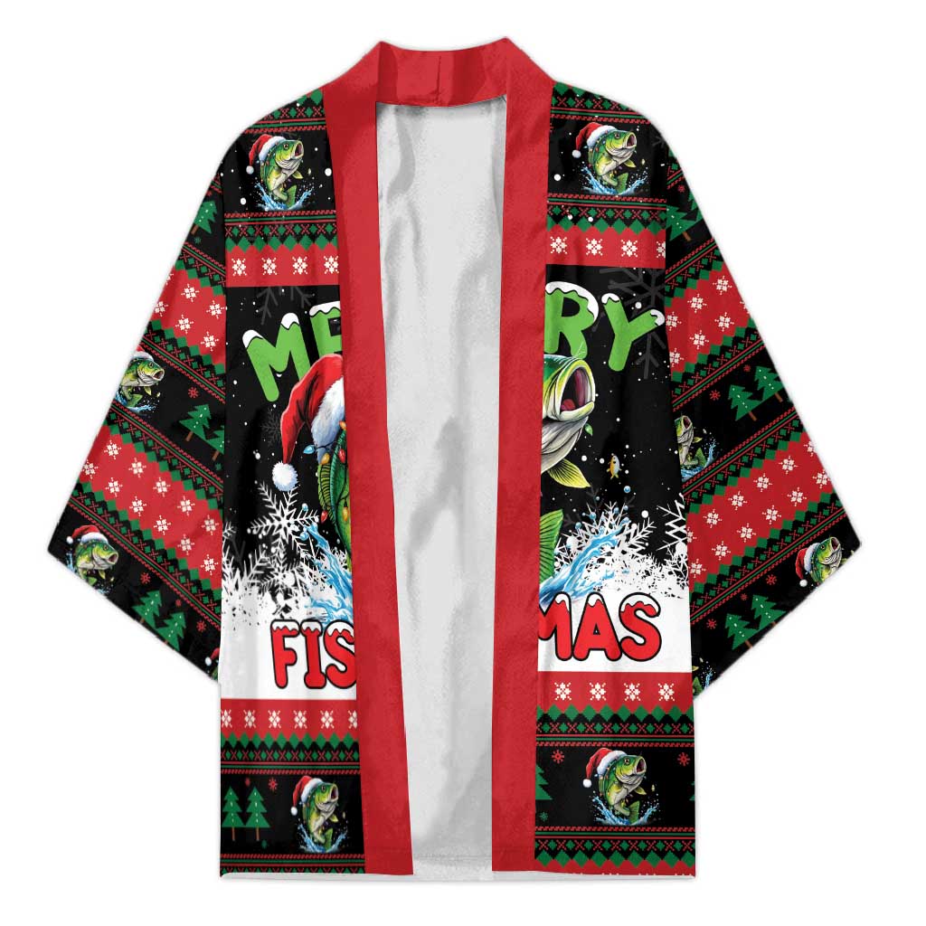 Fishing Christmas Merry Fishmas Kimono We Wish You A Merry Fishmas - Wonder Print Shop