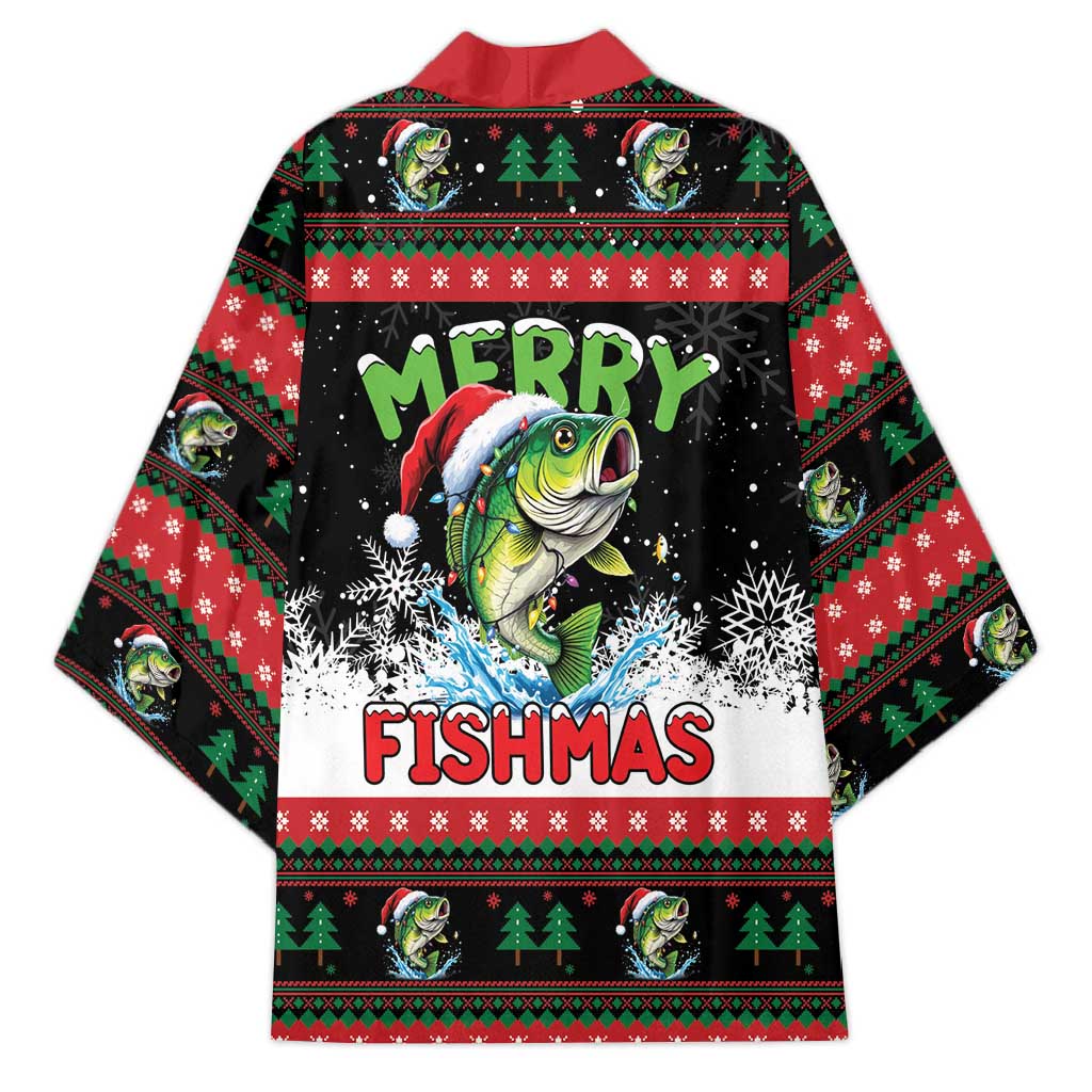 Fishing Christmas Merry Fishmas Kimono We Wish You A Merry Fishmas - Wonder Print Shop