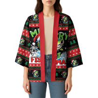 Fishing Christmas Merry Fishmas Kimono We Wish You A Merry Fishmas - Wonder Print Shop