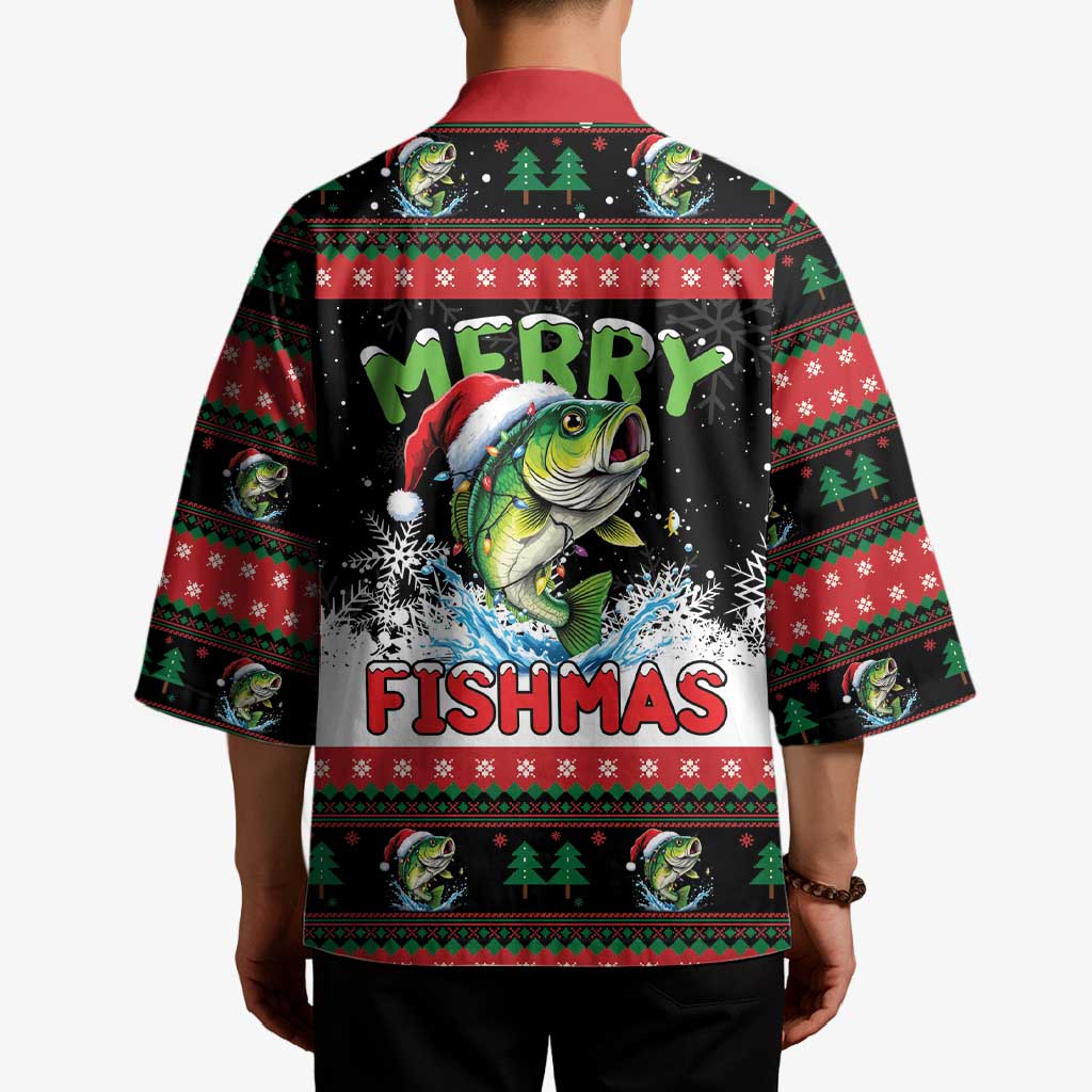 Fishing Christmas Merry Fishmas Kimono We Wish You A Merry Fishmas - Wonder Print Shop
