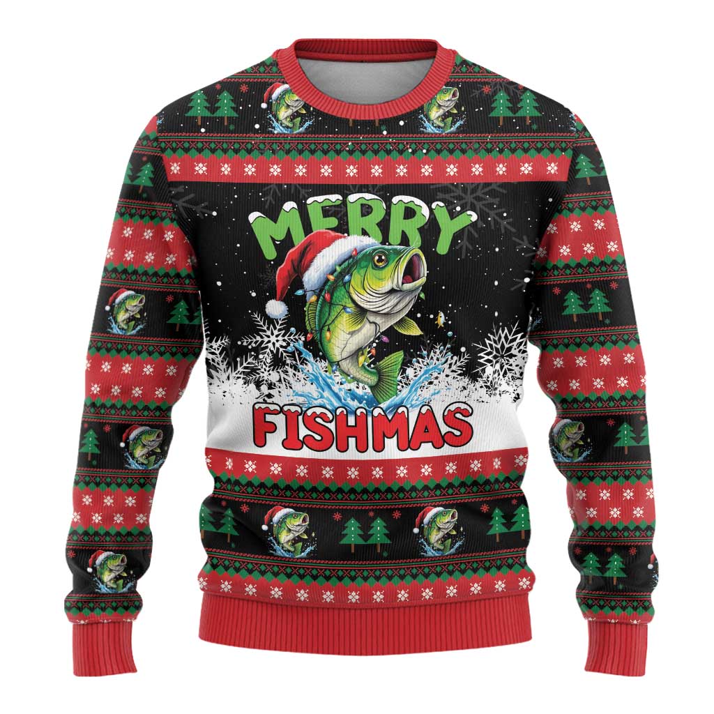 Fishing Christmas Merry Fishmas Ugly Christmas Sweater We Wish You A Merry Fishmas - Wonder Print Shop