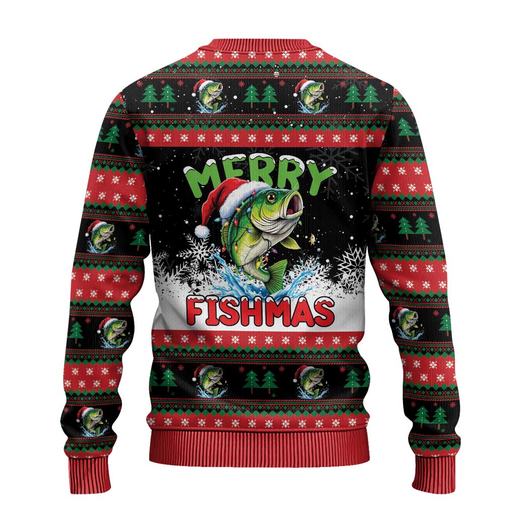 Fishing Christmas Merry Fishmas Ugly Christmas Sweater We Wish You A Merry Fishmas - Wonder Print Shop