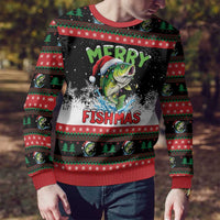Fishing Christmas Merry Fishmas Ugly Christmas Sweater We Wish You A Merry Fishmas - Wonder Print Shop