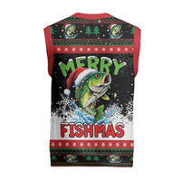 Fishing Christmas Merry Fishmas Christmas Knitted V-Neck Vest We Wish You A Merry Fishmas - Wonder Print Shop