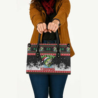 Fishing Christmas Merry Fishmas Leather Bag We Wish You A Merry Fishmas - Wonder Print Shop