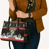 Fishing Christmas Merry Fishmas Leather Bag We Wish You A Merry Fishmas - Wonder Print Shop