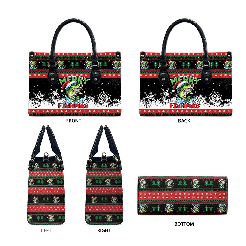 Fishing Christmas Merry Fishmas Leather Bag We Wish You A Merry Fishmas - Wonder Print Shop
