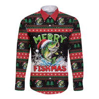 Fishing Christmas Merry Fishmas Long Sleeve Button Shirt We Wish You A Merry Fishmas - Wonder Print Shop