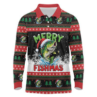 Fishing Christmas Merry Fishmas Long Sleeve Polo Shirt We Wish You A Merry Fishmas - Wonder Print Shop