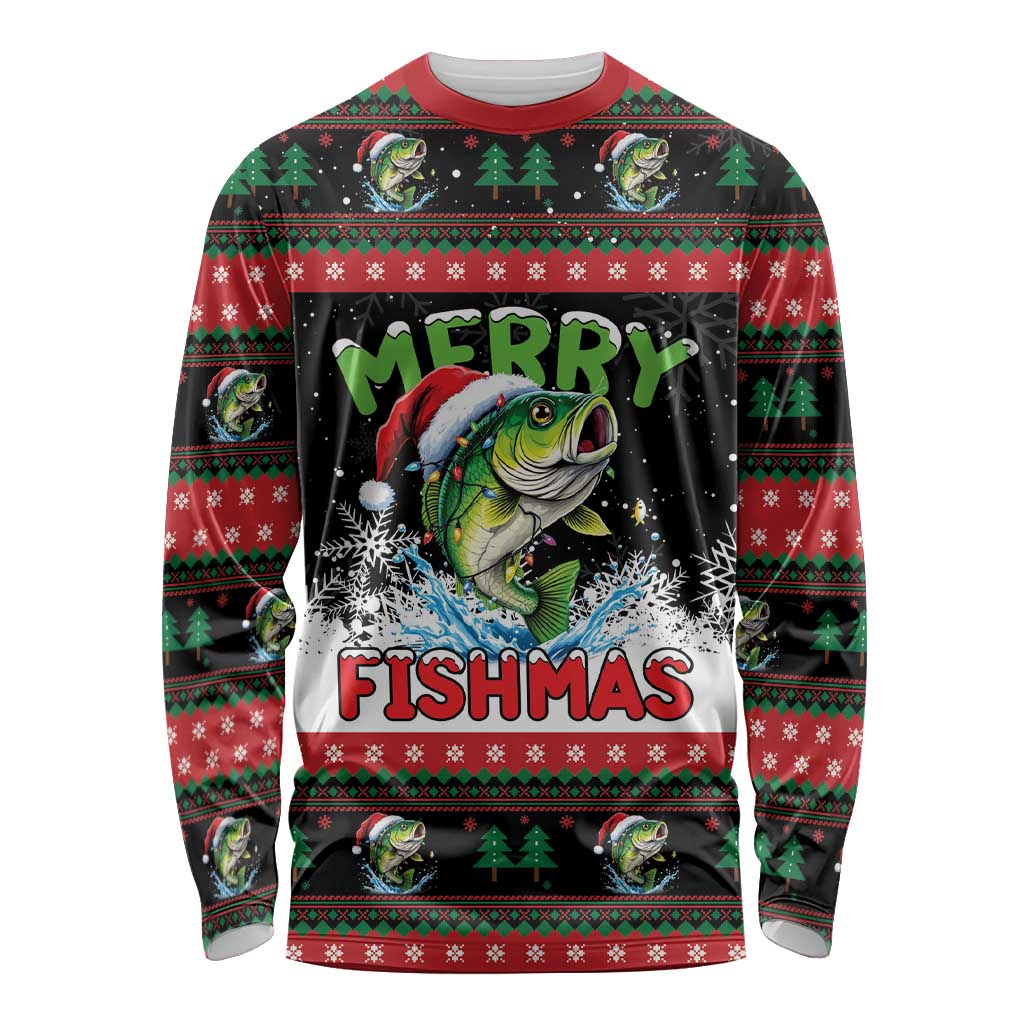 Fishing Christmas Merry Fishmas Long Sleeve Shirt We Wish You A Merry Fishmas - Wonder Print Shop