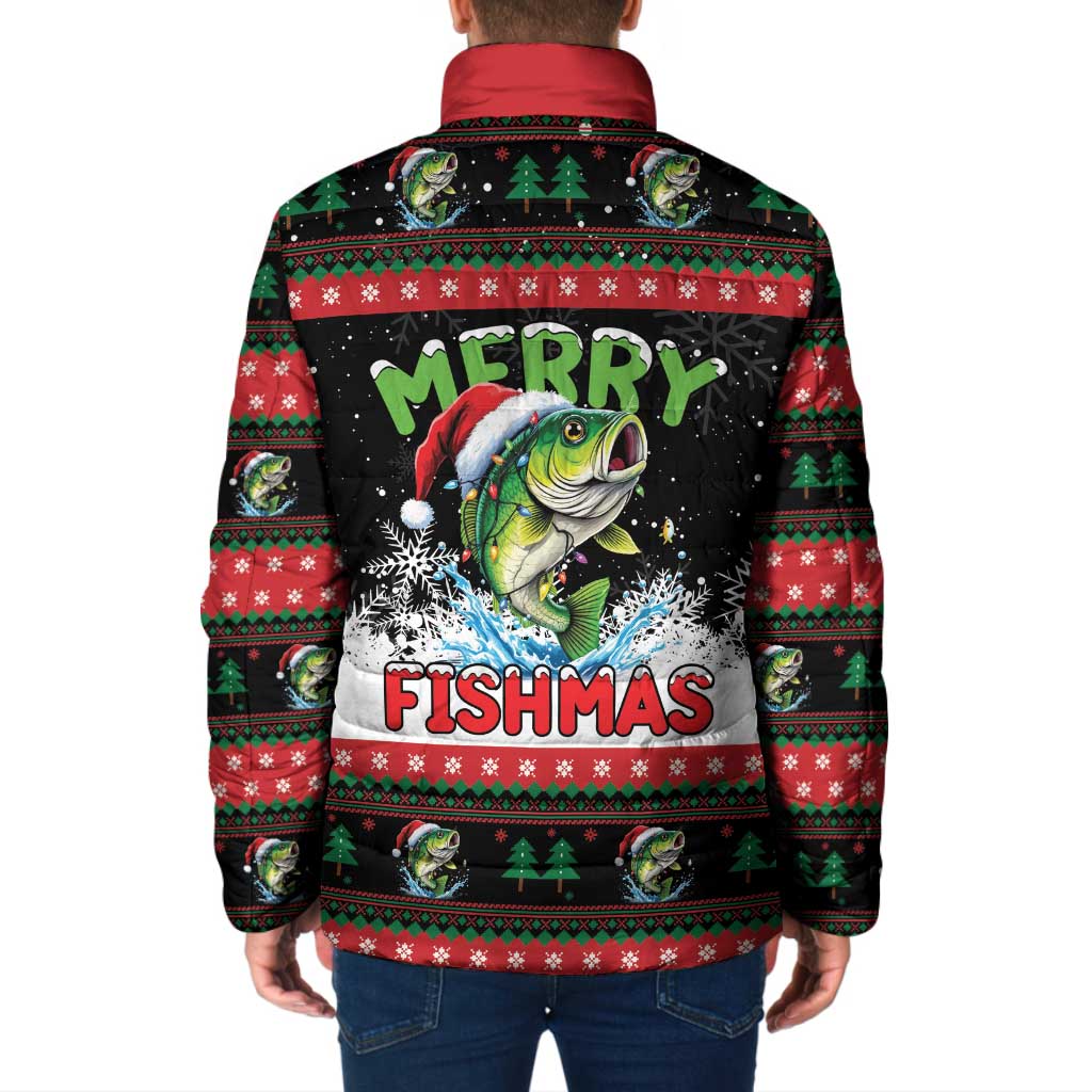 Fishing Christmas Merry Fishmas Padded Jacket We Wish You A Merry Fishmas - Wonder Print Shop