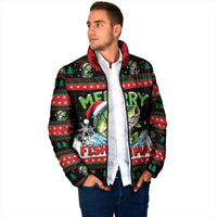 Fishing Christmas Merry Fishmas Padded Jacket We Wish You A Merry Fishmas - Wonder Print Shop