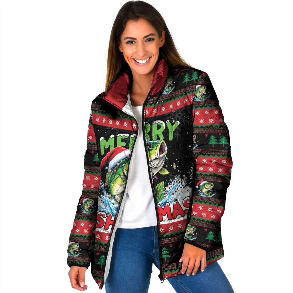 Fishing Christmas Merry Fishmas Padded Jacket We Wish You A Merry Fishmas - Wonder Print Shop