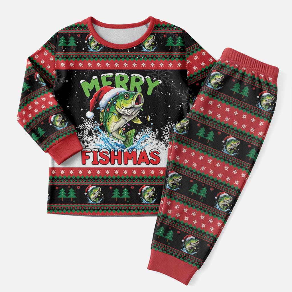 Fishing Christmas Merry Fishmas Christmas Pajama Set We Wish You A Merry Fishmas - Wonder Print Shop
