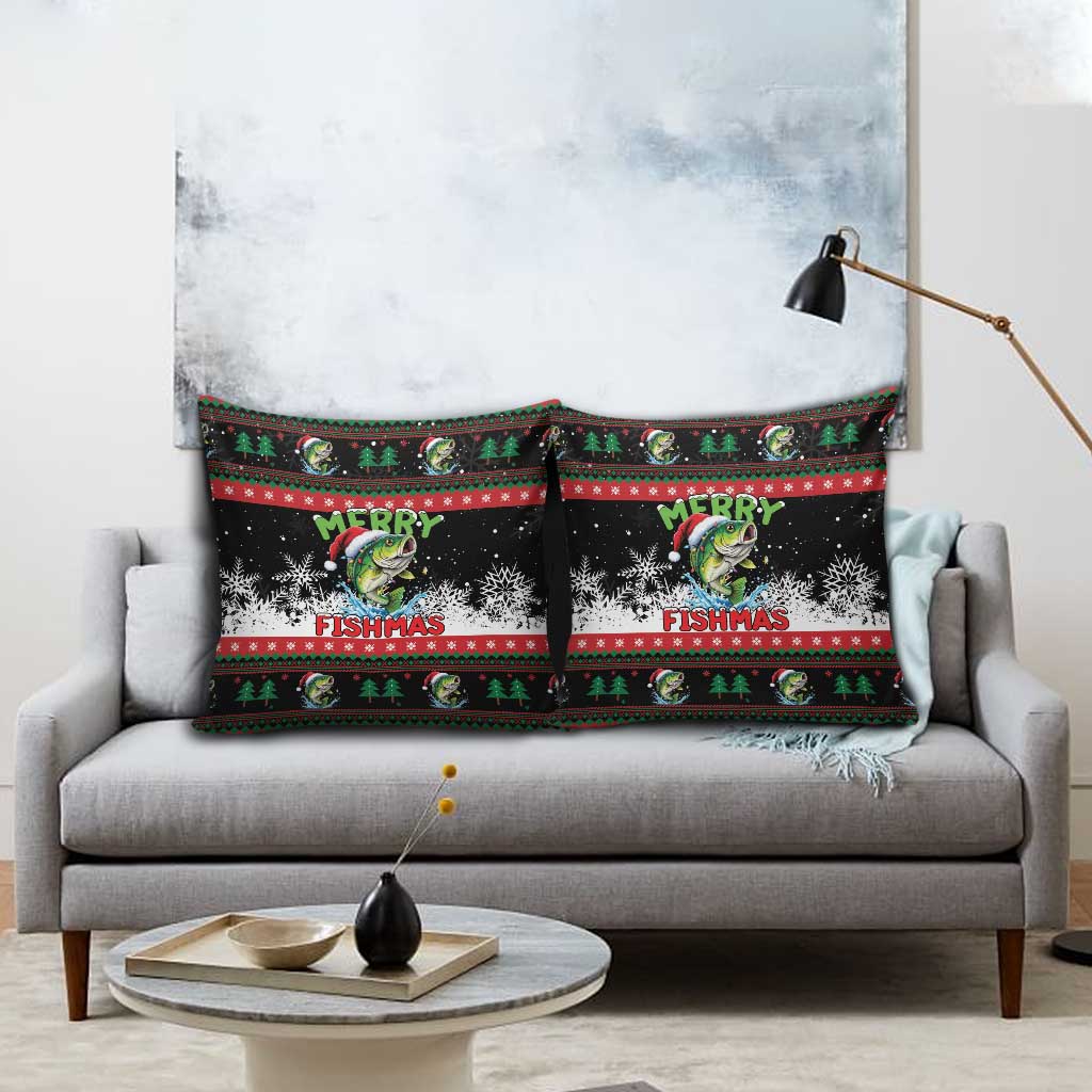 Fishing Christmas Merry Fishmas Pillow Cover We Wish You A Merry Fishmas - Wonder Print Shop