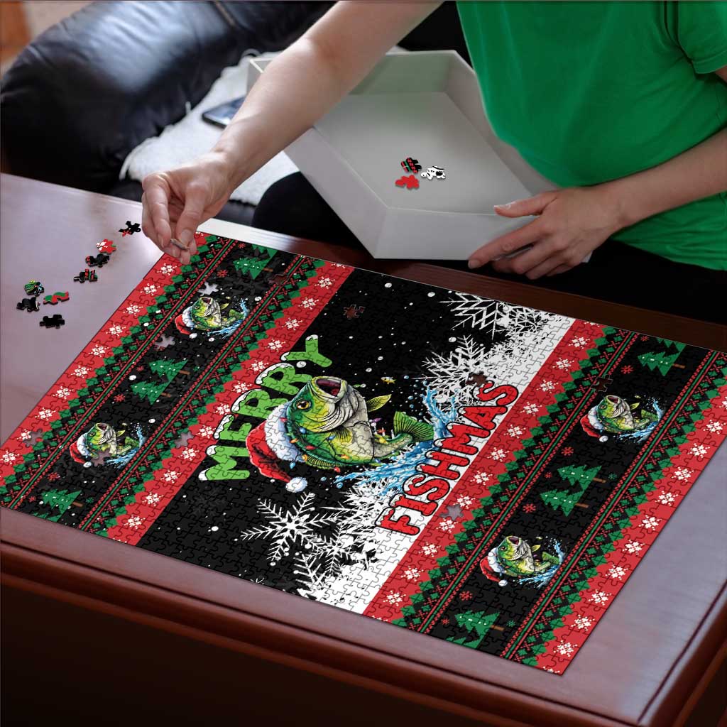 Fishing Christmas Merry Fishmas Puzzle We Wish You A Merry Fishmas - Wonder Print Shop