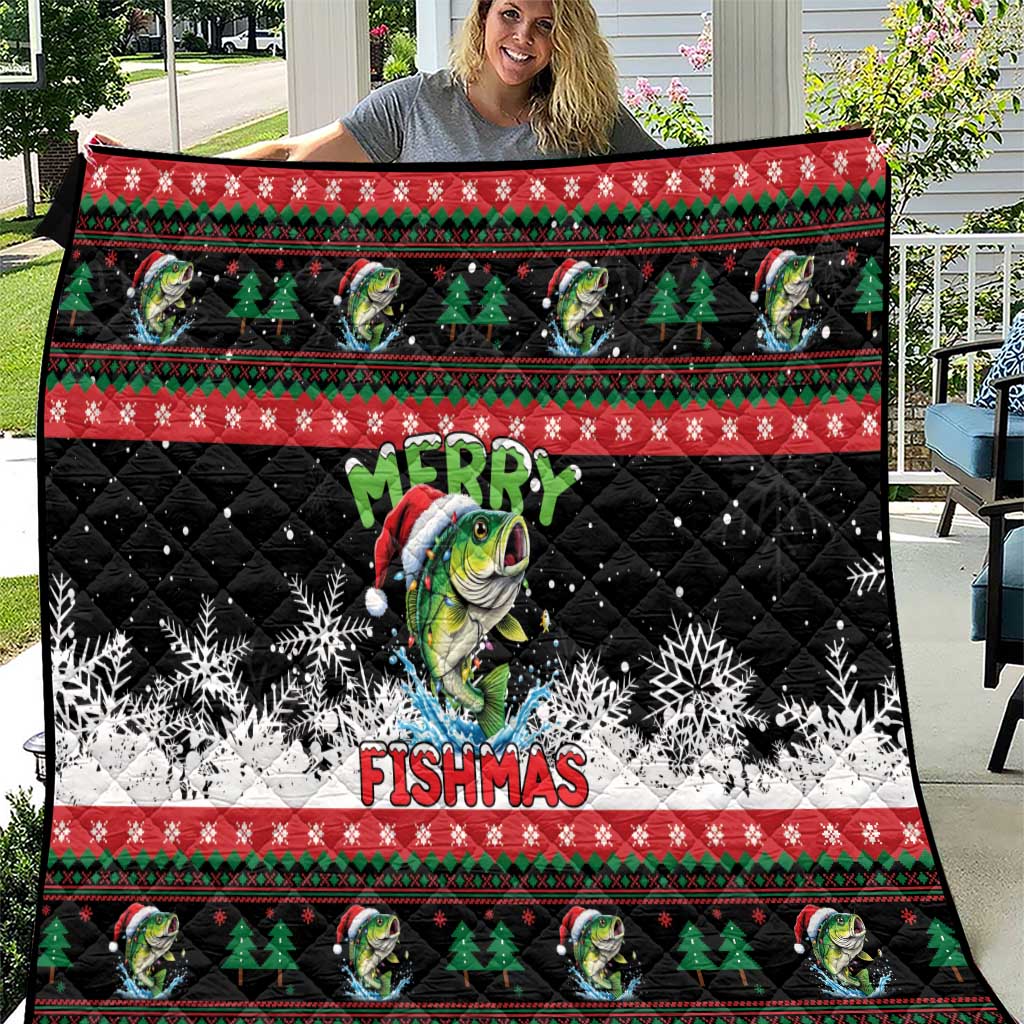Fishing Christmas Merry Fishmas Quilt We Wish You A Merry Fishmas - Wonder Print Shop