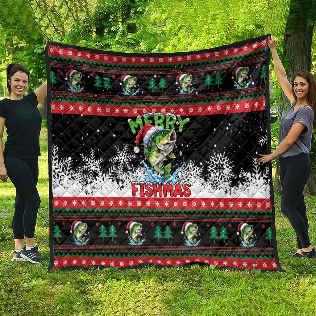 Fishing Christmas Merry Fishmas Quilt We Wish You A Merry Fishmas - Wonder Print Shop