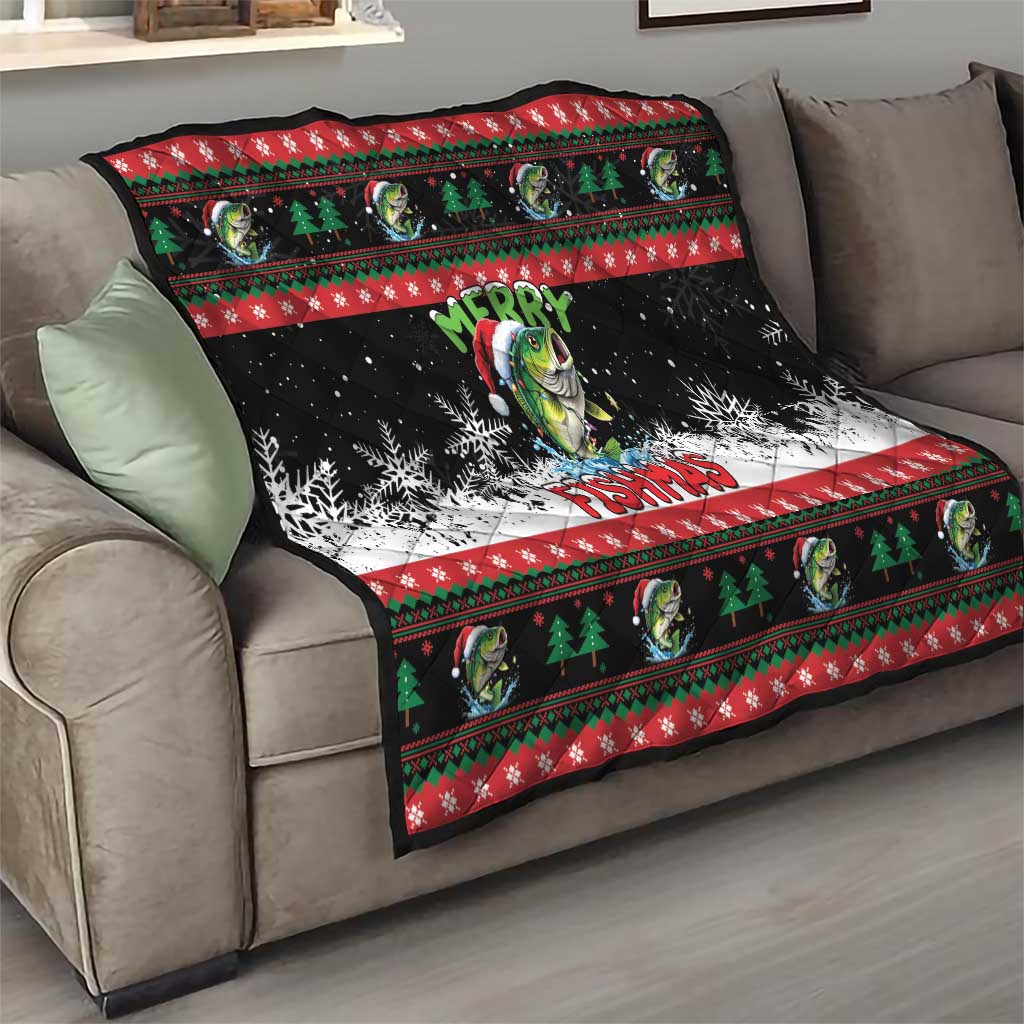 Fishing Christmas Merry Fishmas Quilt We Wish You A Merry Fishmas - Wonder Print Shop