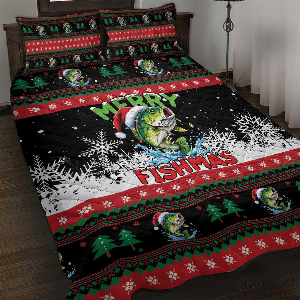Fishing Christmas Merry Fishmas Quilt Bed Set We Wish You A Merry Fishmas - Wonder Print Shop