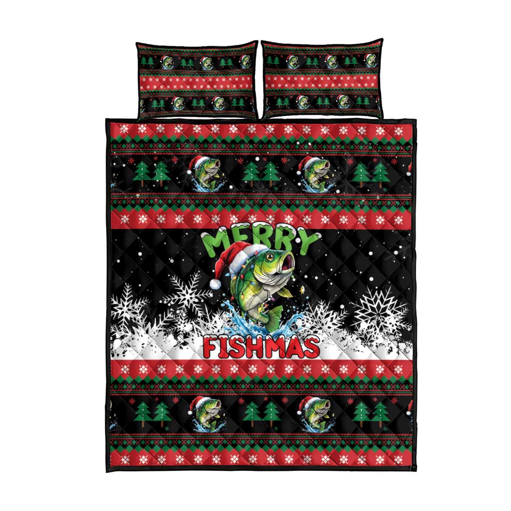 Fishing Christmas Merry Fishmas Quilt Bed Set We Wish You A Merry Fishmas - Wonder Print Shop