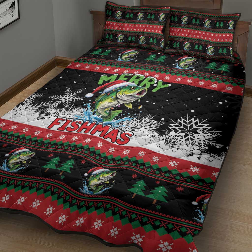 Fishing Christmas Merry Fishmas Quilt Bed Set We Wish You A Merry Fishmas - Wonder Print Shop