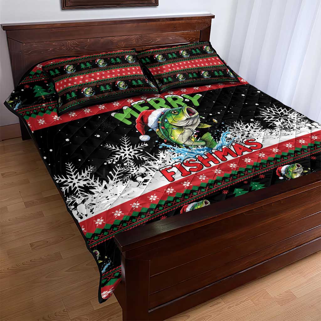Fishing Christmas Merry Fishmas Quilt Bed Set We Wish You A Merry Fishmas - Wonder Print Shop