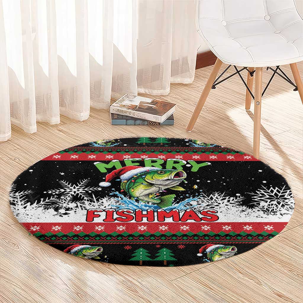 Fishing Christmas Merry Fishmas Round Carpet We Wish You A Merry Fishmas - Wonder Print Shop